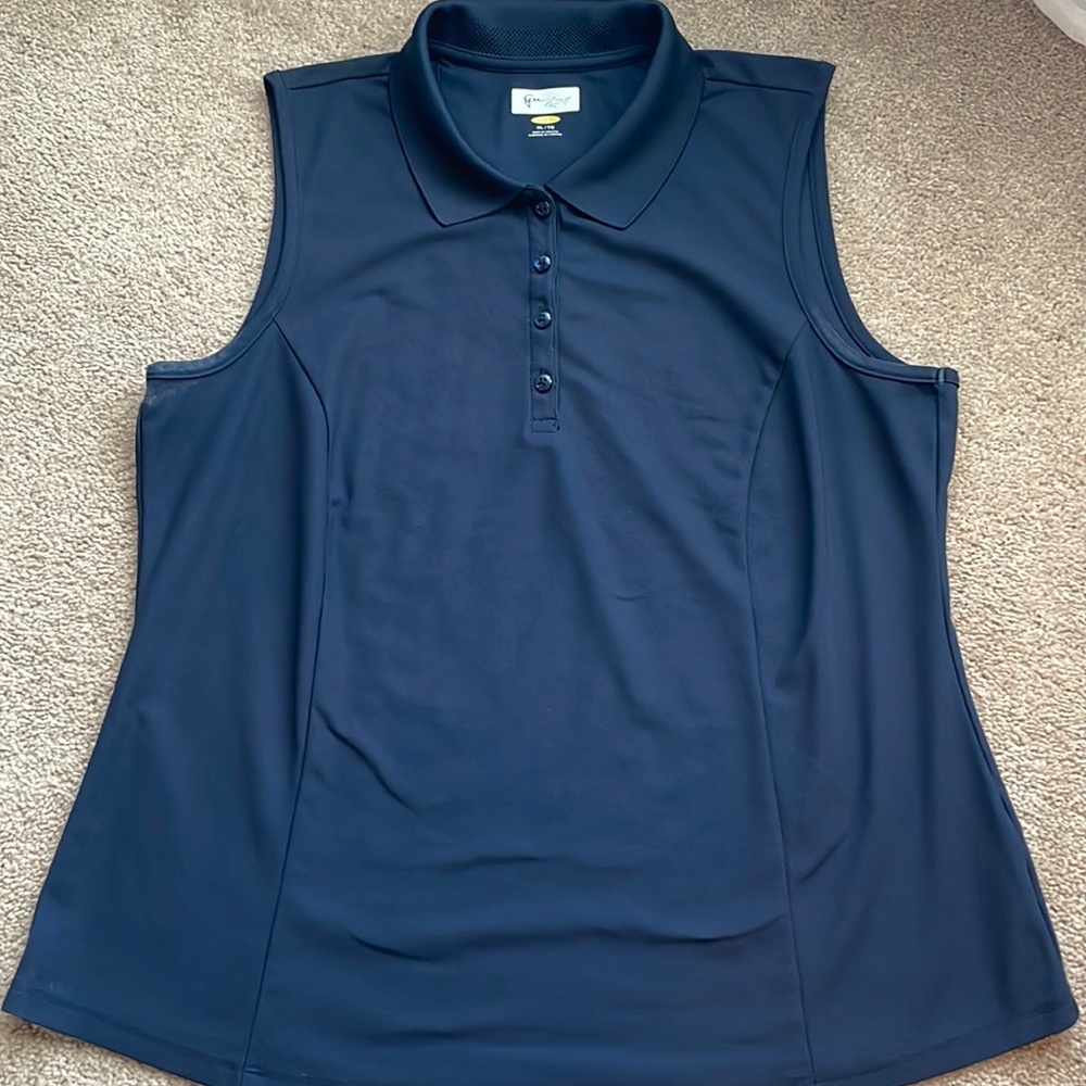Greg Norman Women’s Collection ML75 2Below Short Sleeve Polo Tank - Navy Blue